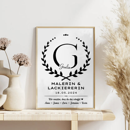 Geschenk Zum Abschluss Ausbildung Malerin Lackiererin Poster personalisiert