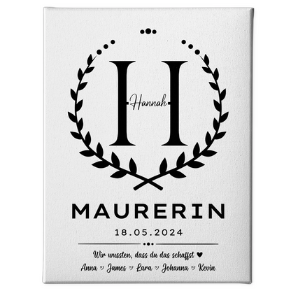 Geschenk Abschluss Ausbildung Maurerin Leinwand 1