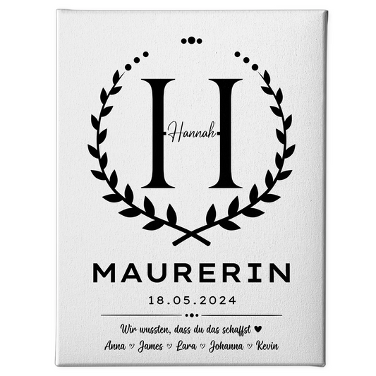 Geschenk Abschluss Ausbildung Maurerin Leinwand 1