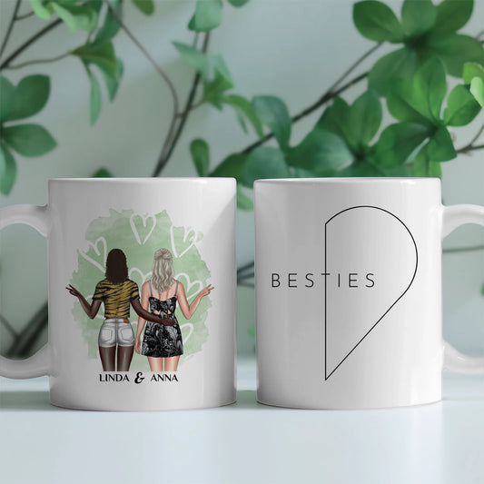 Personalisierte Tasse Rechte Herz Seite mit Figuren für Beste Freundin