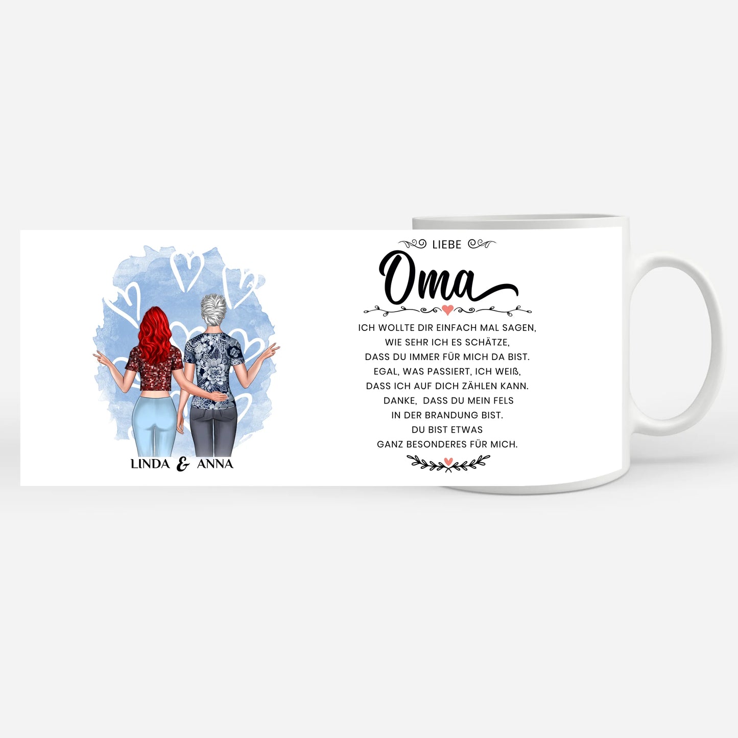 Geschenk Tasse für Oma Einfach mal Danke personalisiert