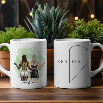 Personalisierte Tasse Rechte Herz Seite mit Figuren für Beste Freundin