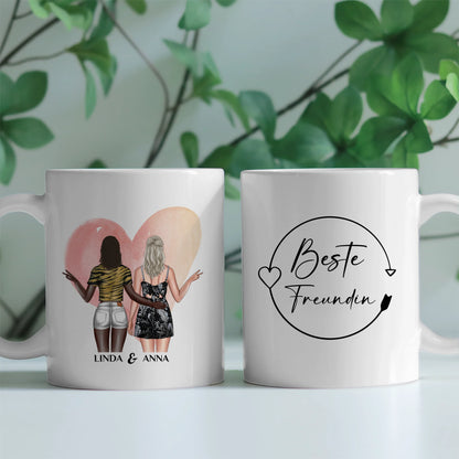 Tasse Beste Freundin Kranz mit Figuren personalisiert