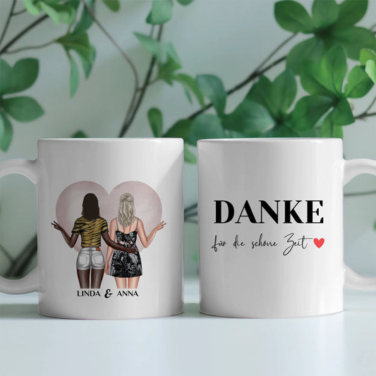 Personalisierte Tasse für Beste Freundin Schöne Zeit mit Figuren