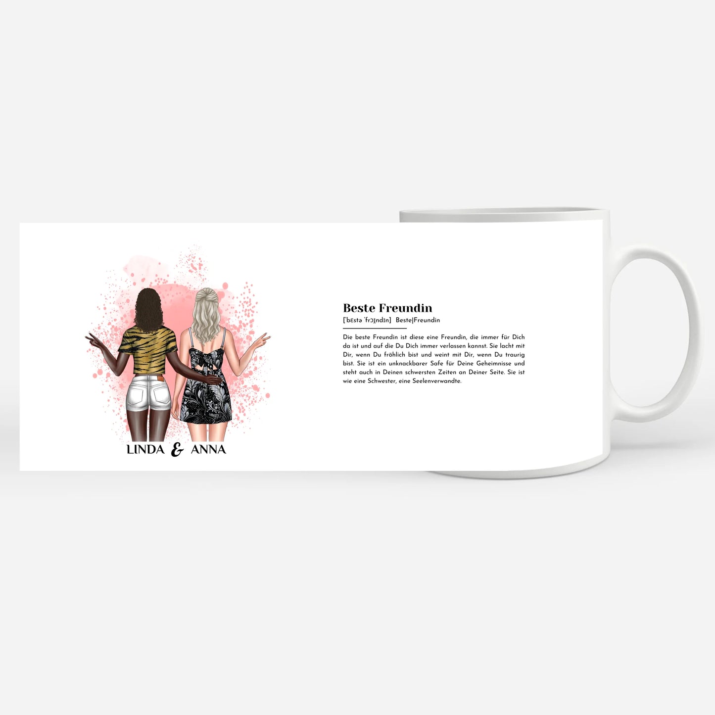 Personalisierte Tasse Definition Beste Freundin mit Figuren