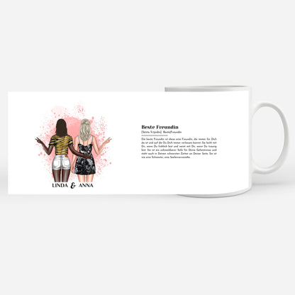 Personalisierte Tasse Definition Beste Freundin mit Figuren