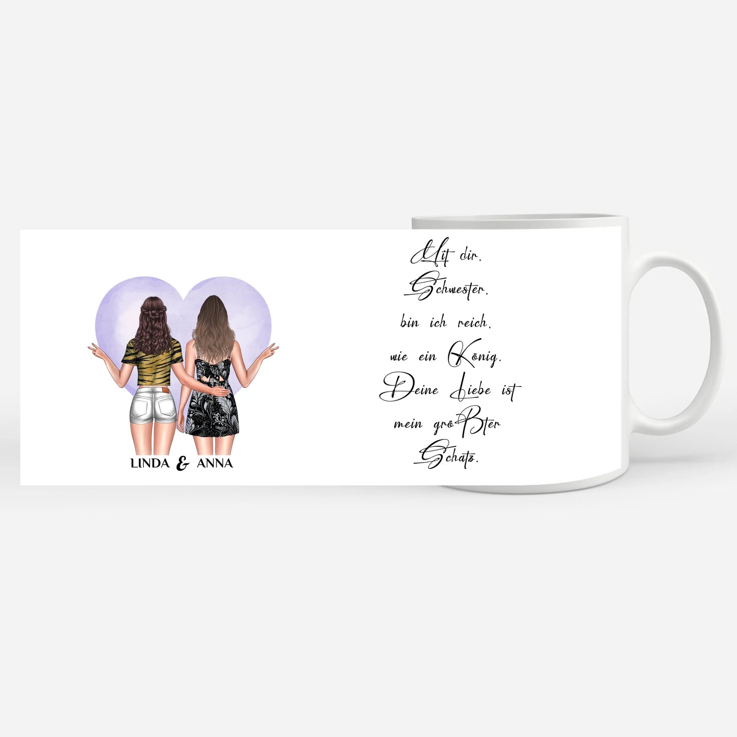 Tassen Geschenk für Schwester Mit dir bin Ich Reich mit Figuren