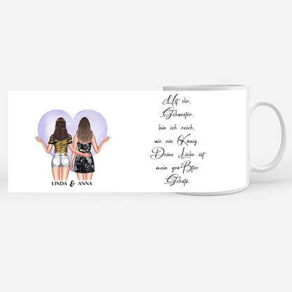 Tassen Geschenk für Schwester Mit dir bin Ich Reich mit Figuren