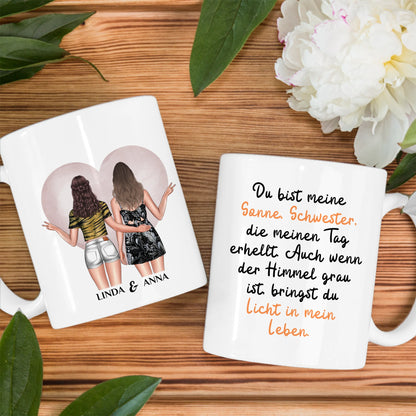 Personalisierte Tasse Meine Sonne mit Figuren