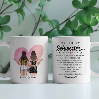 Tassen Geschenk für Schwester Einfach mal Danke mit Figuren