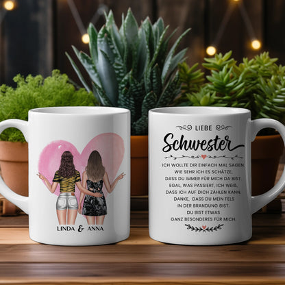 Tassen Geschenk für Schwester Einfach mal Danke mit Figuren