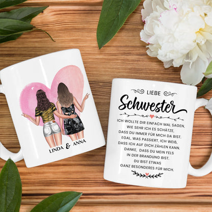 Tassen Geschenk für Schwester Einfach mal Danke mit Figuren