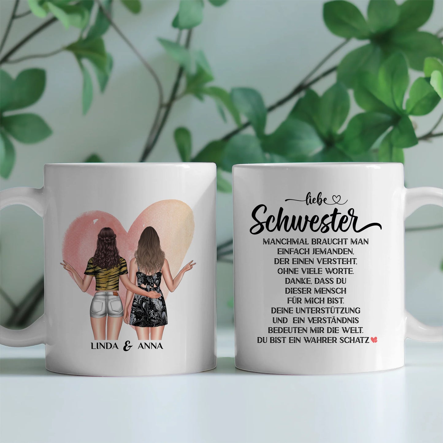 Tassen Geschenk für Schwester Wahrer Schatz mit Figuren