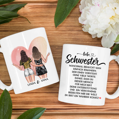 Tassen Geschenk für Schwester Wahrer Schatz mit Figuren