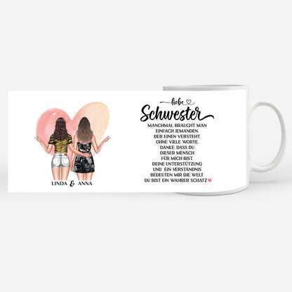 Tassen Geschenk für Schwester Wahrer Schatz mit Figuren