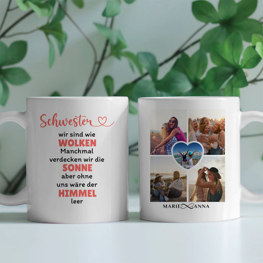 Personalisierte Tasse Sind wie Wolken mit 5 Fotos