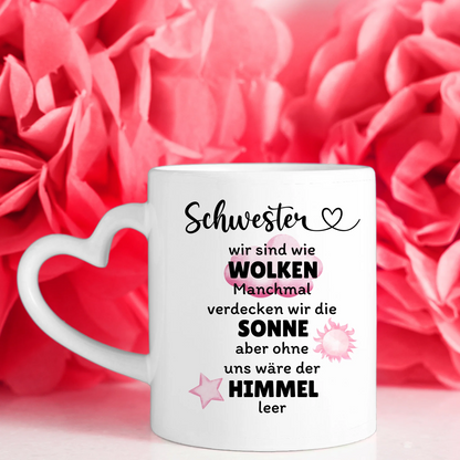 Personalisierte Tasse für Schwester Sind wie Wolken für Schwester