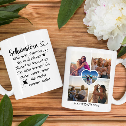 Tasse für Schwester personalisiert Sind wie Sterne Personalisiert