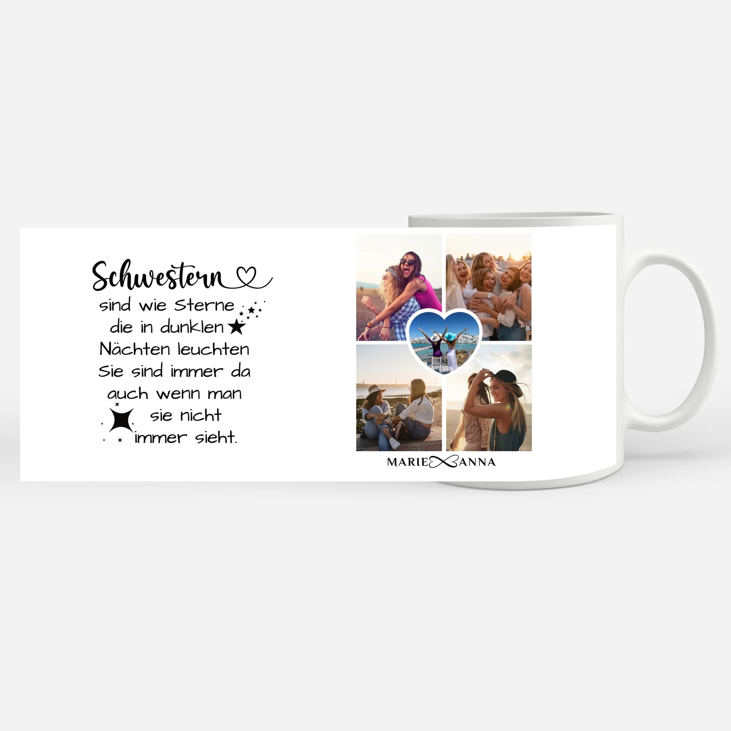 Tasse für Schwester personalisiert Sind wie Sterne Personalisiert
