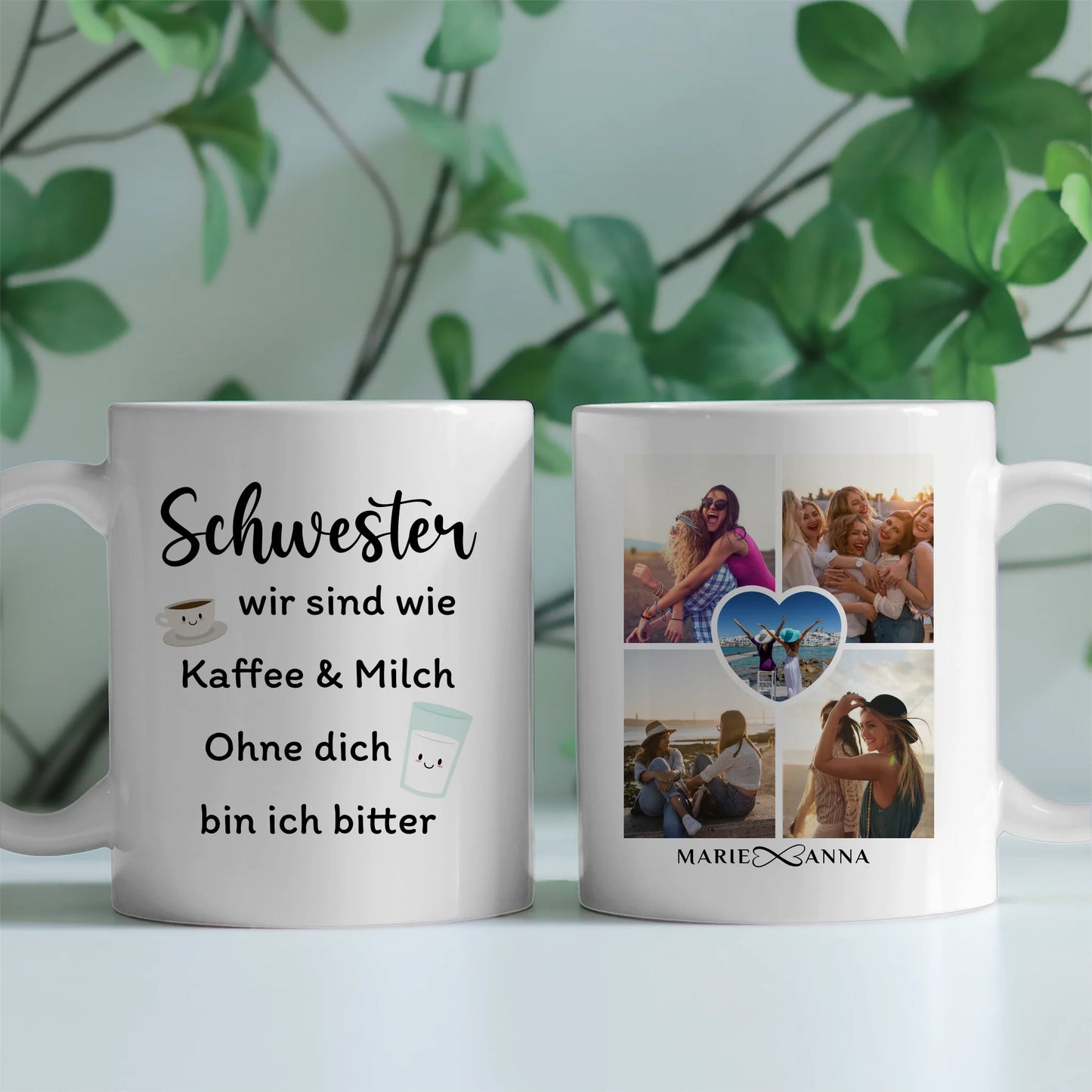 Personalisierte Tasse Wie Kaffe & Milch Personalisiert mit 5 Fotos