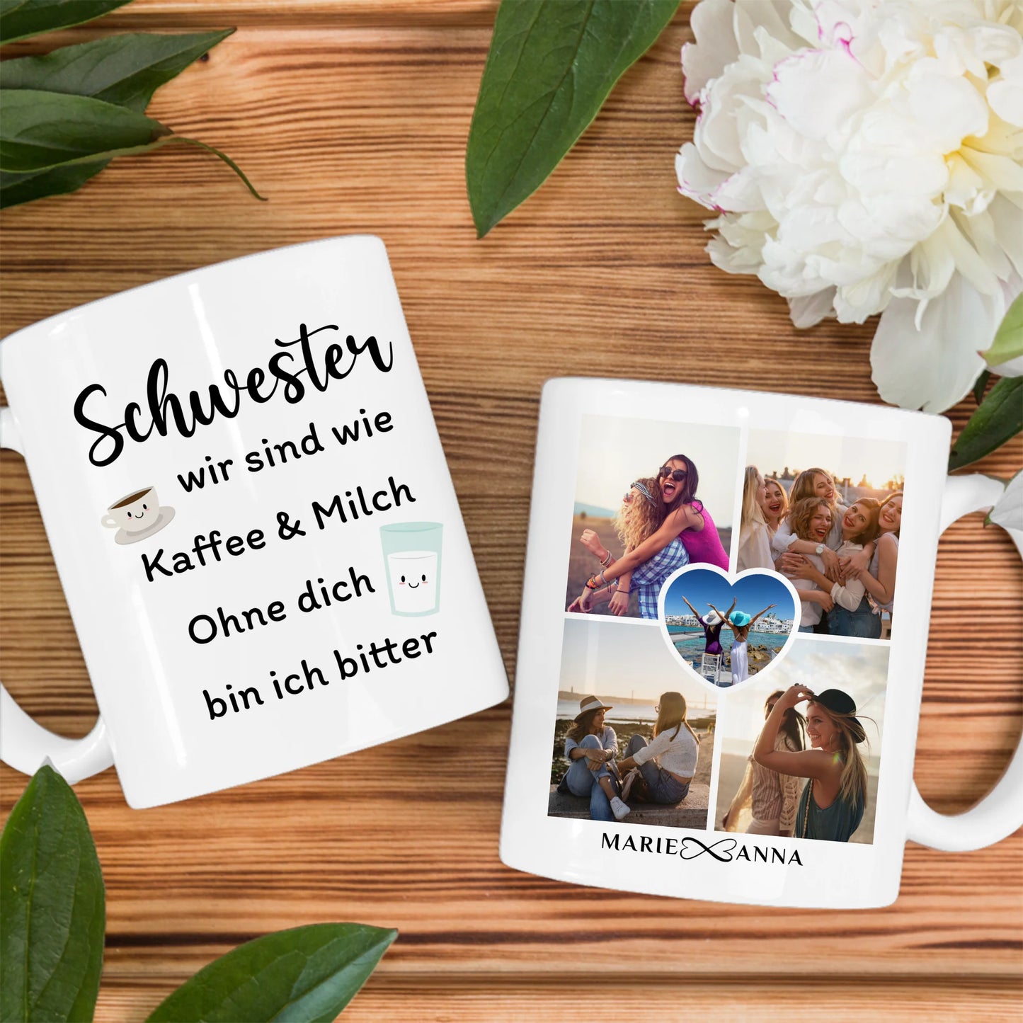 Personalisierte Tasse Wie Kaffe & Milch Personalisiert mit 5 Fotos