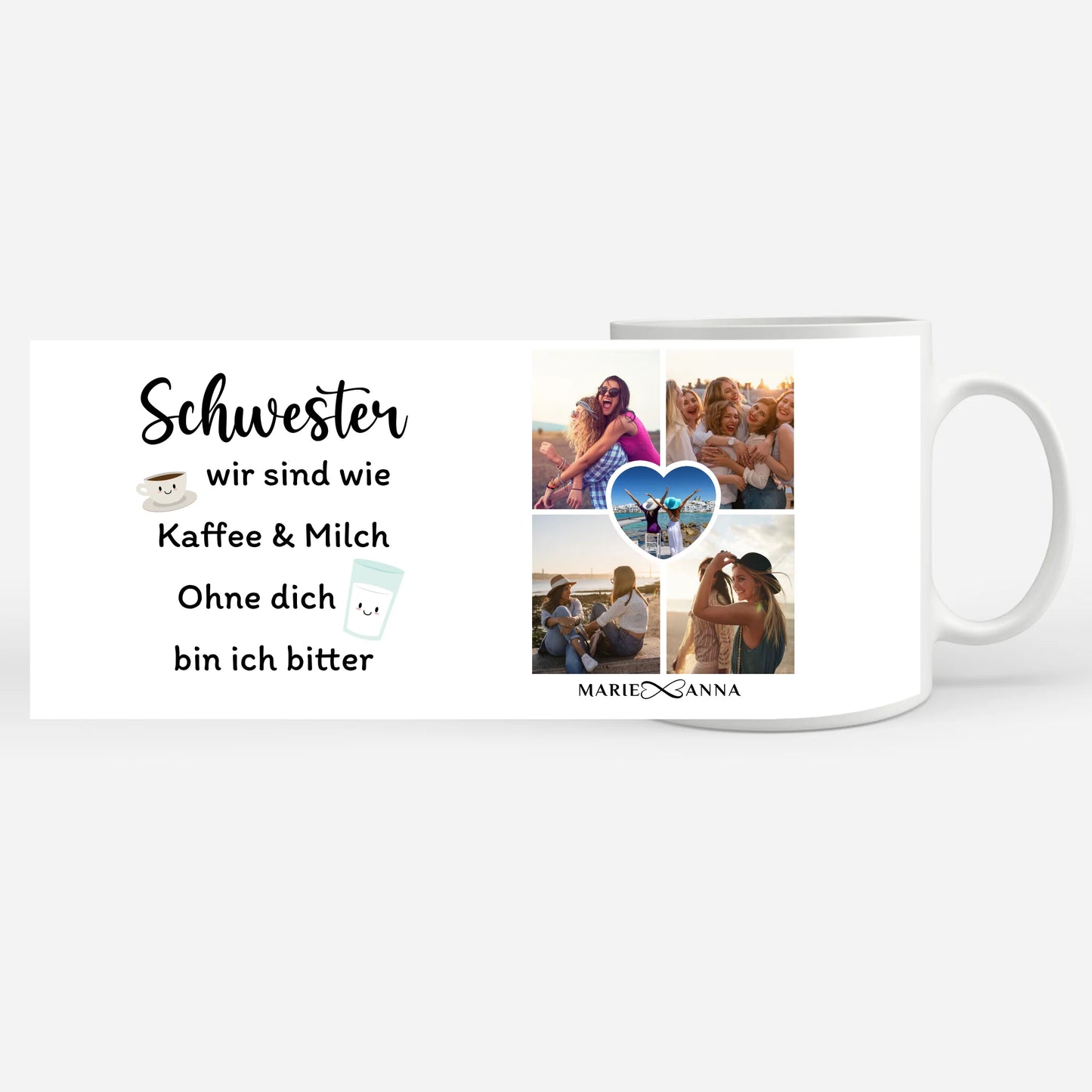 Personalisierte Tasse Wie Kaffe & Milch Personalisiert mit 5 Fotos