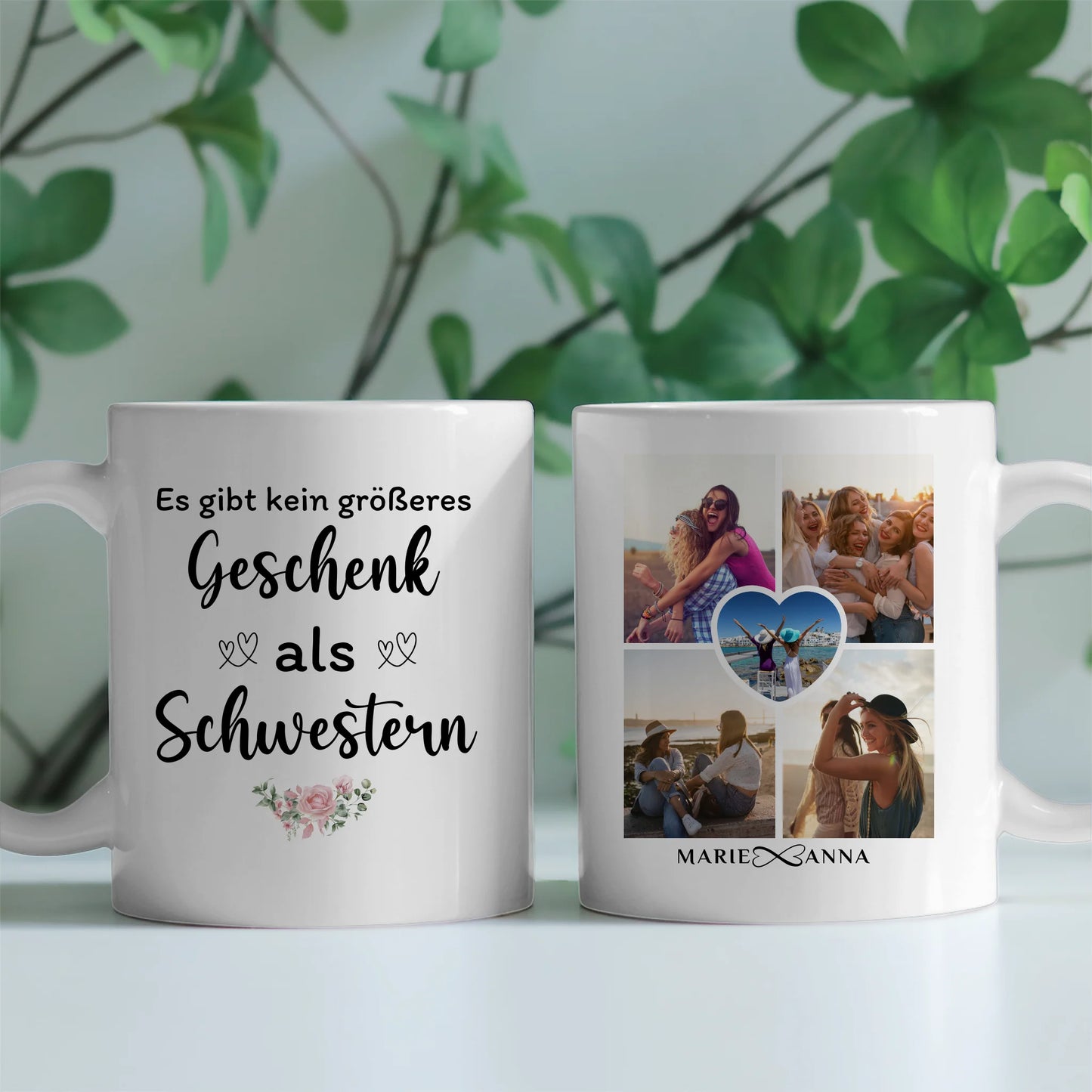 Tassen Geschenk für Schwester Kein größeres Geschenk mit 5 Fotos