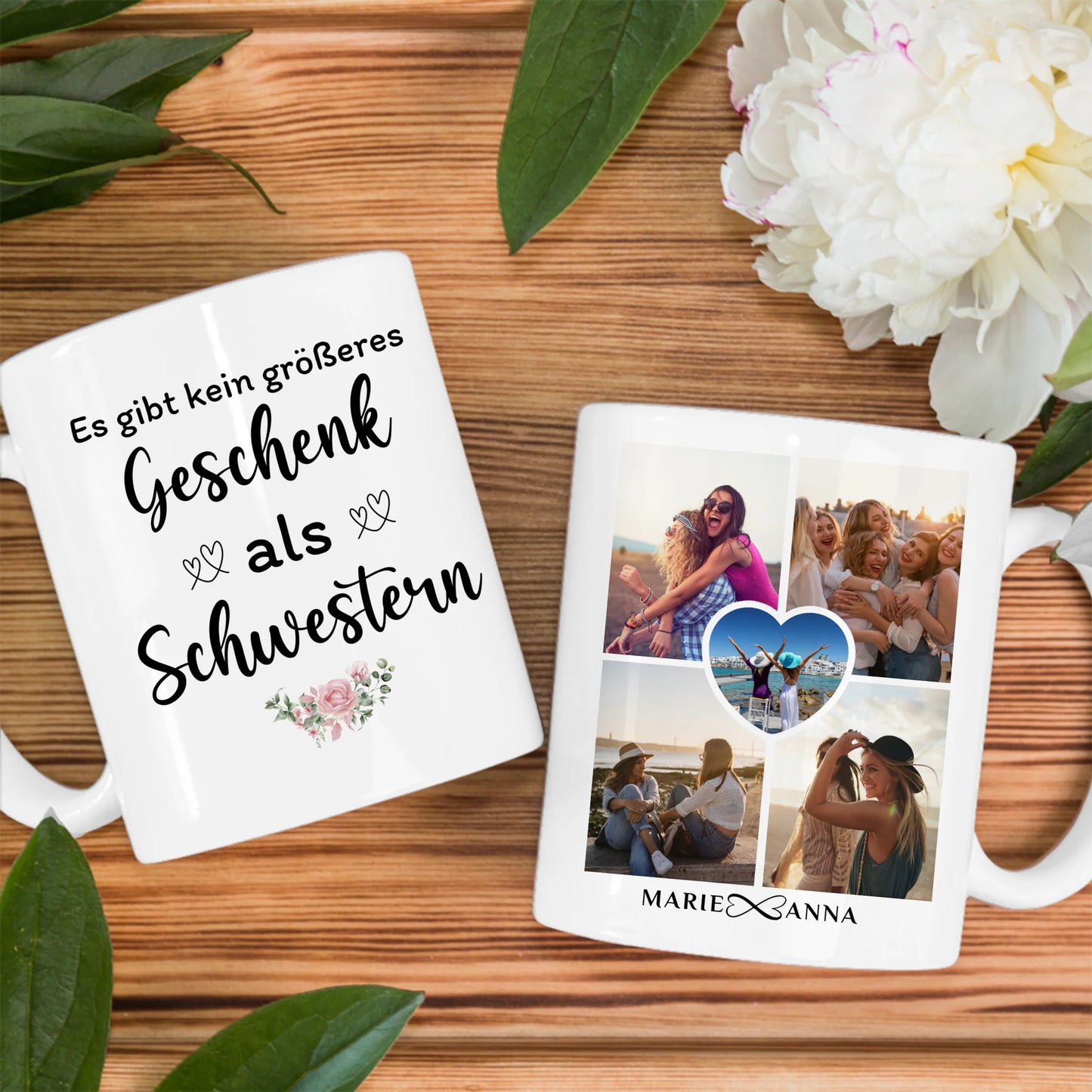 Tassen Geschenk für Schwester Kein größeres Geschenk mit 5 Fotos