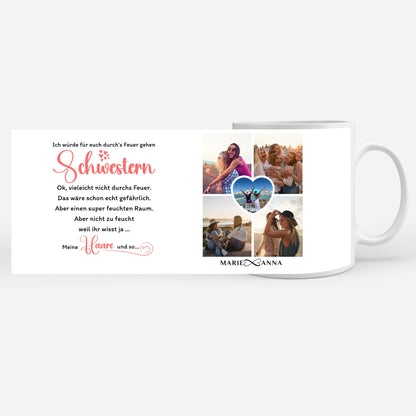 Personalisierte Tasse Durchs Feuer gehen Schwestern Rot für Schwester