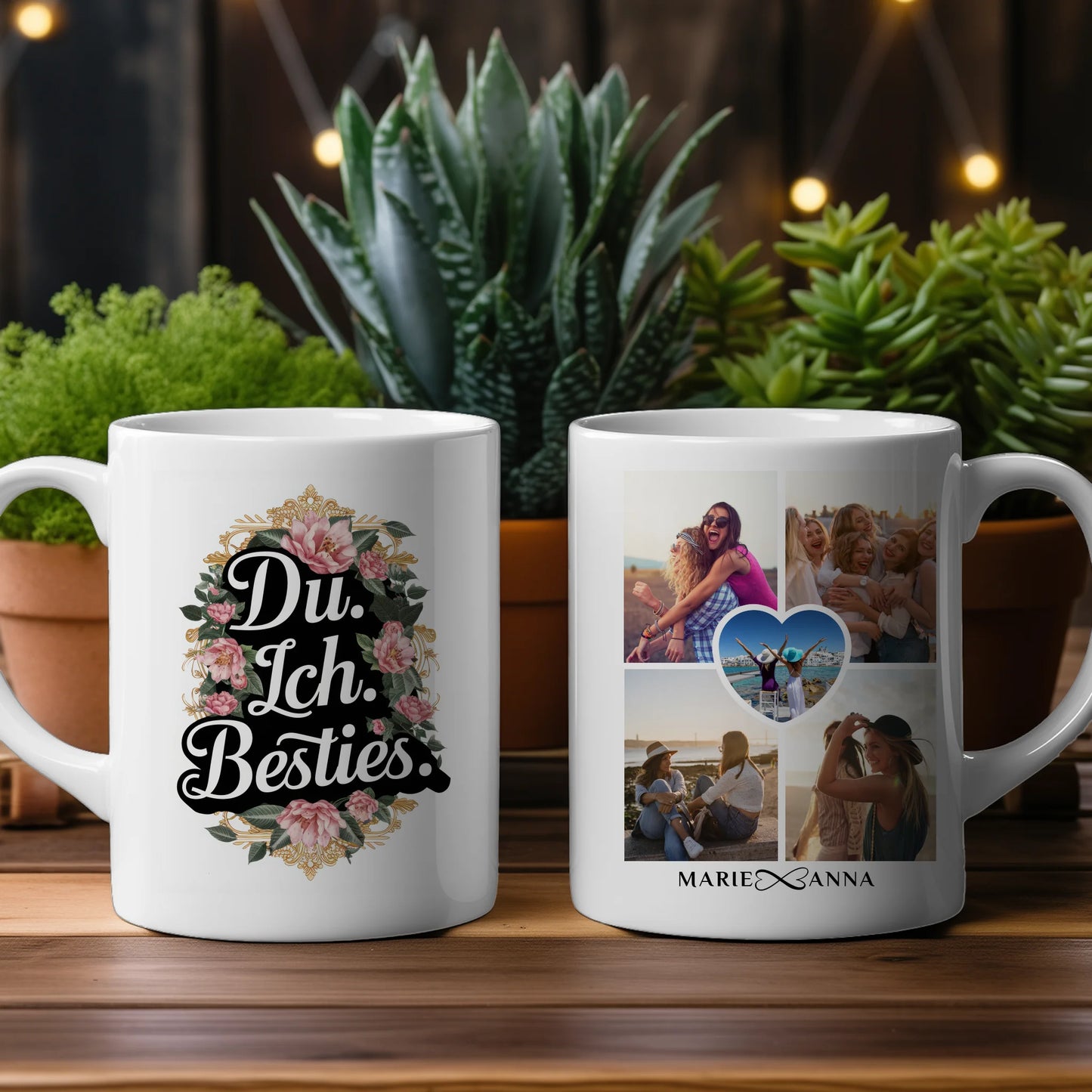 Tasse Beste Freundin personalisiert Du Ich Besties mit 5 Fotos