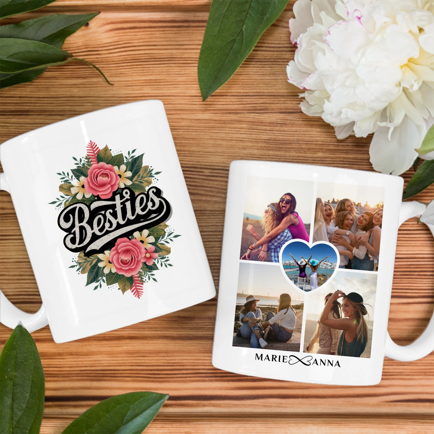 Personalisierte Tasse für Beste Freundin Besties mit 5 Fotos