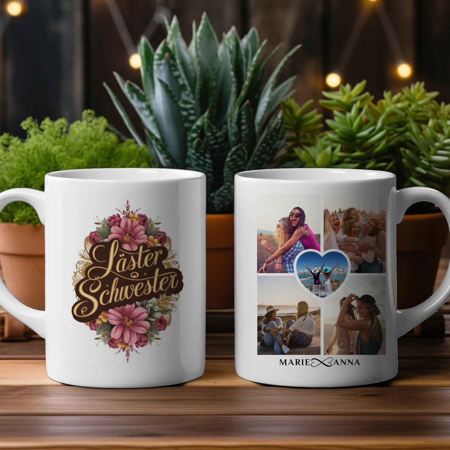 Personalisierte Tasse Lästerschwester für Beste Freundin mit 5 Fotos