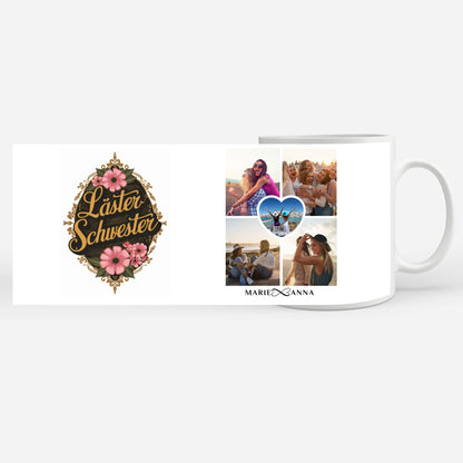 Personalisierte Tasse für Beste Freundin Lästerschwester mit 5 Fotos