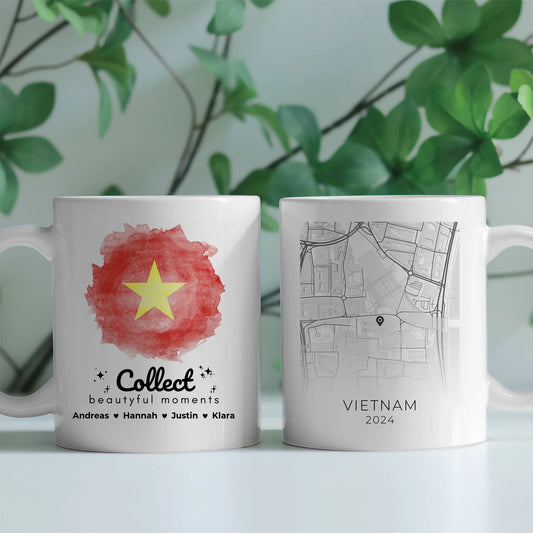 Tasse personalisiert Stadtkarte Vietnam Urlaub Erinnerung Schwester