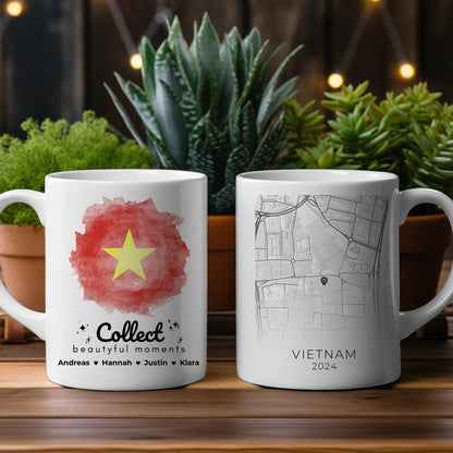 Tasse personalisiert Stadtkarte Vietnam Urlaub Erinnerung Schwester