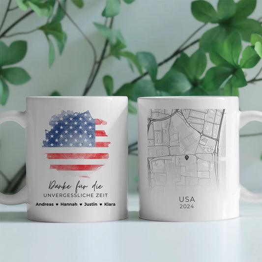 Personalisierte Tasse Stadtkarte USA Amerika Urlaubs Erinnerung Tochter