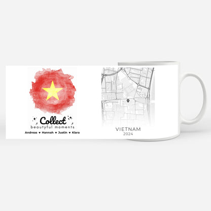 Tasse personalisiert Stadtkarte Vietnam Urlaub Erinnerung Schwester