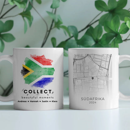 Personalisierte Tasse Stadtkarte Südafrika Urlaubs Erinnerung Beste Freundin