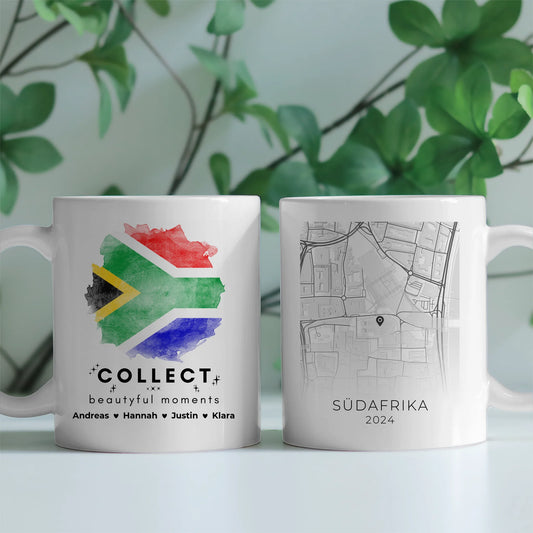 Personalisierte Tasse Stadtkarte Südafrika Urlaubs Erinnerung Beste Freundin