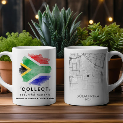 Personalisierte Tasse Stadtkarte Südafrika Urlaubs Erinnerung Beste Freundin