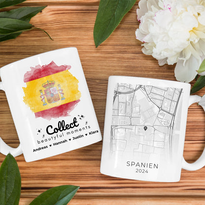 Geschenk Tasse Stadtkarte Spain Spanien Urlaub Erinnerung Schwester