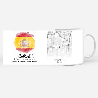 Geschenk Tasse Stadtkarte Spain Spanien Urlaub Erinnerung Schwester