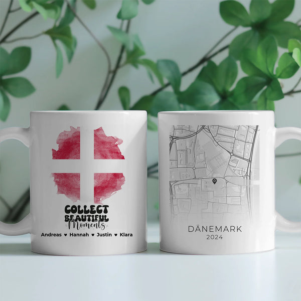 Geschenk Tasse Stadtkarte Dänemark Urlaub Erinnerung Freunde – Liebgedacht