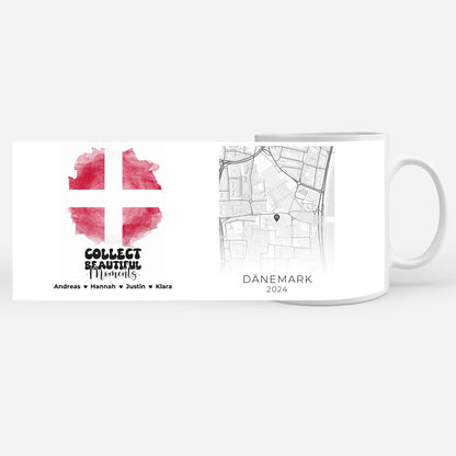 Geschenk Tasse Stadtkarte Dänemark Urlaub Erinnerung Freunde