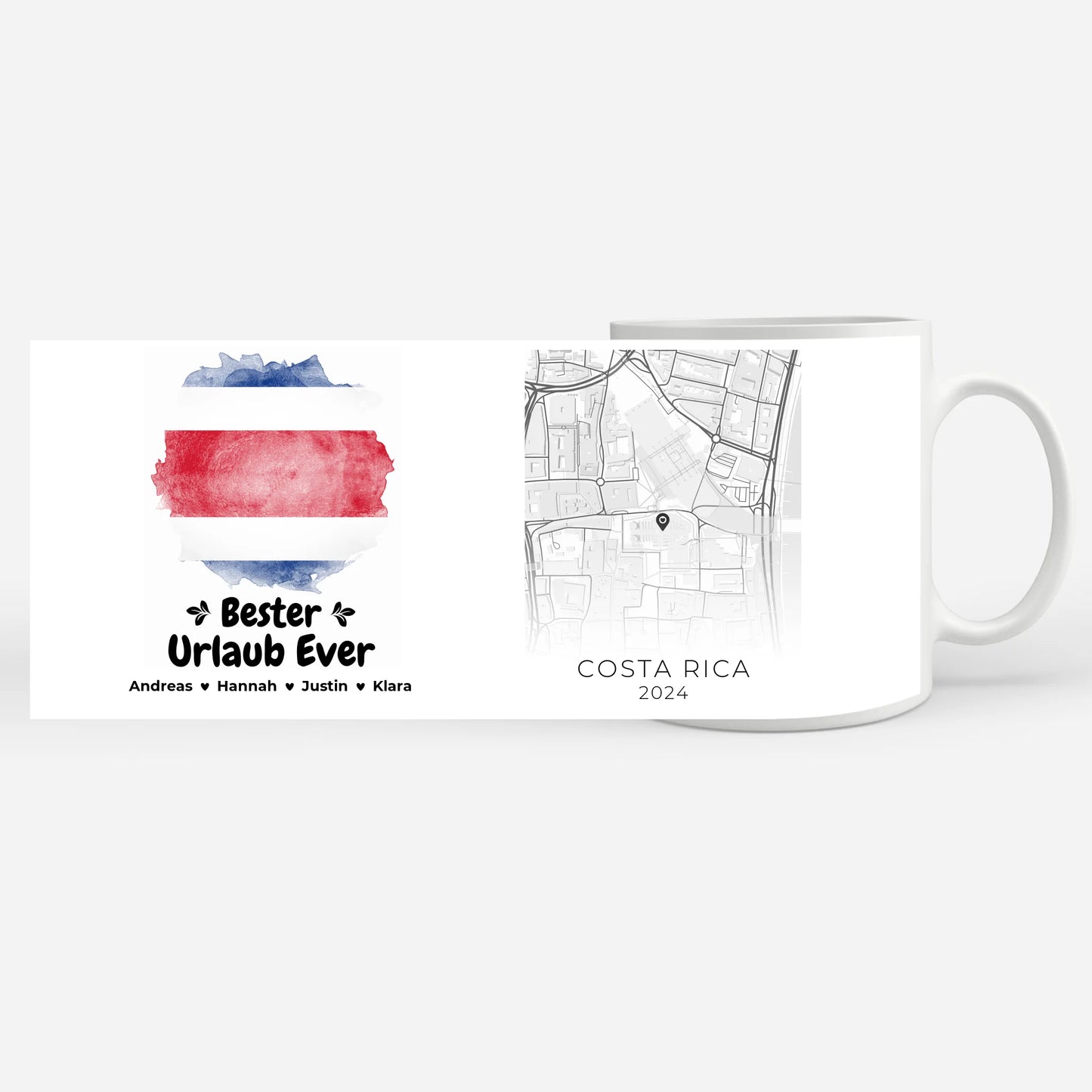Tasse personalisiert Stadtkarte Costa Rica Urlaub Erinnerung Mama