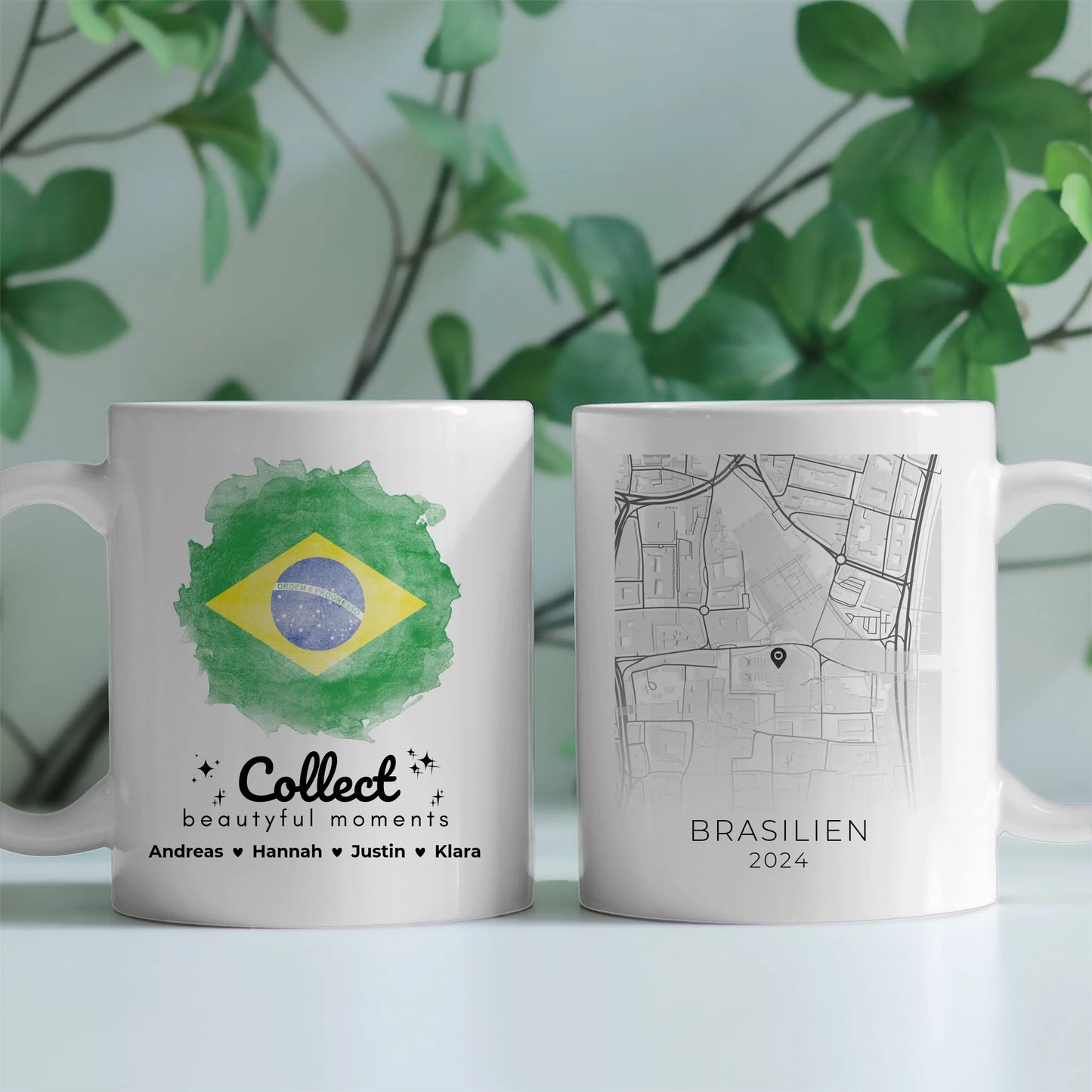 Geschenk Tasse Stadtkarte Brasilien Urlaub Erinnerung Schwester