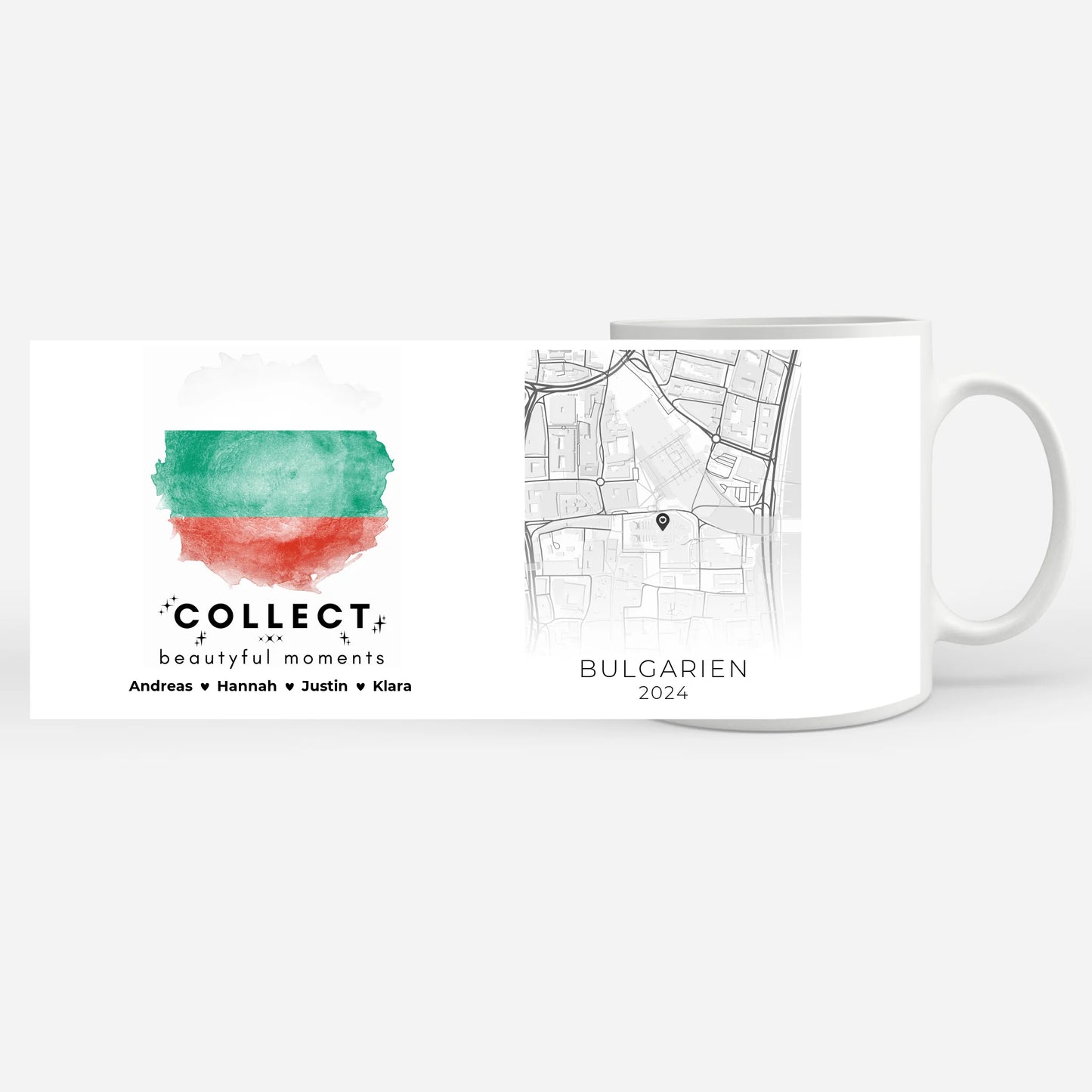 Personalisierte Tasse Stadtkarte Bulgarien Urlaubs Erinnerung Beste Freundin