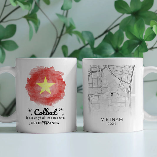 Pärchen Tasse Personalisiert Urlaub Erinnerung Vietnam Stadtkarte