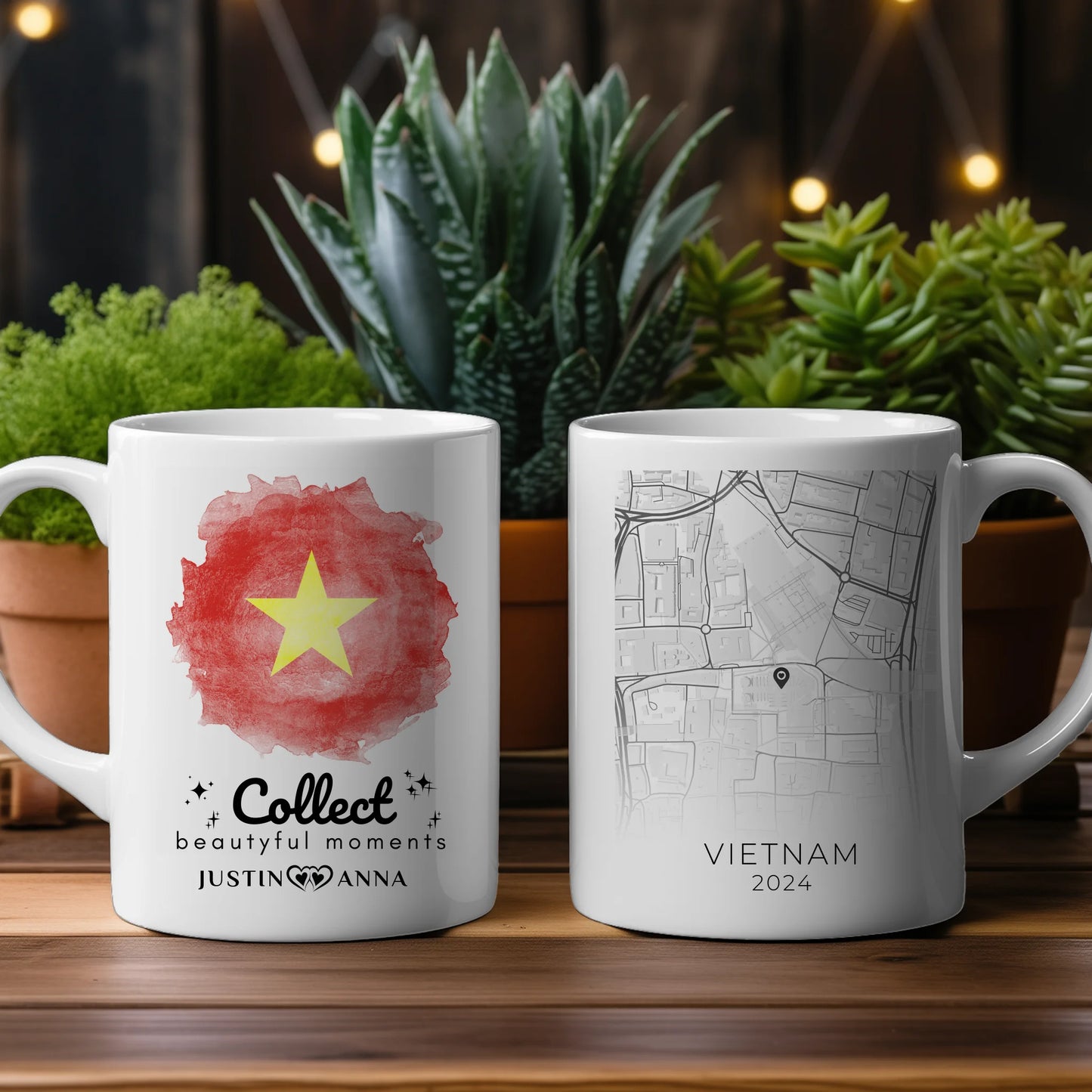 Pärchen Tasse Personalisiert Urlaub Erinnerung Vietnam Stadtkarte