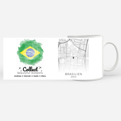 Geschenk Tasse Stadtkarte Brasilien Urlaub Erinnerung Schwester